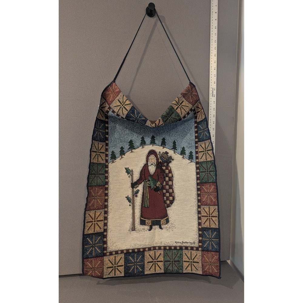 Robin Betterley Woven Christmas Tapestry Wall Hanging Old World Santa Folk Art